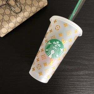 Custom Starbucks LV Print Venti Cold Cup Tumbler